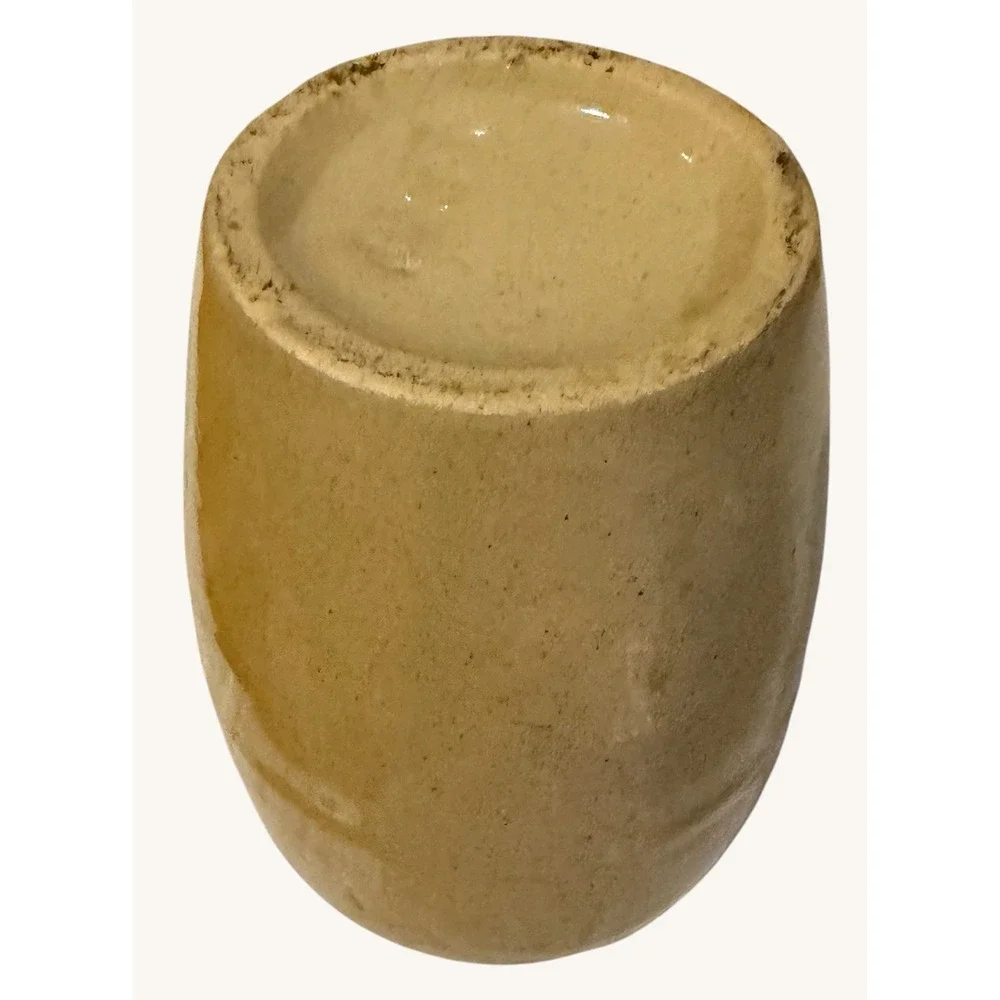 Vintage Miniature Stoneware Crock Jug 1940s Ceramic Metal Top 4.25